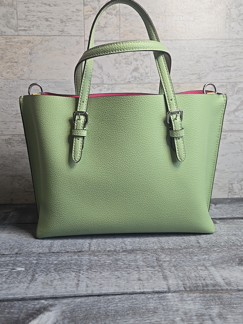 Coach Mollie Tote 25 with Matching Wallet Pale Pistachio Set Crossbody Strap - Picture 7 of 16